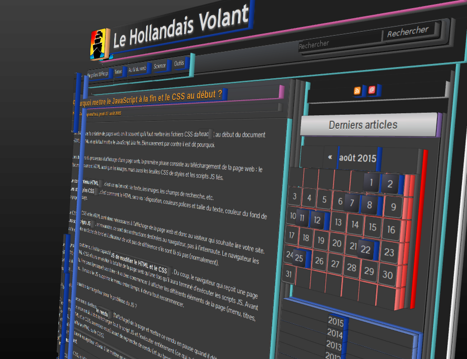 disposition en 3D des éléments d’une page web