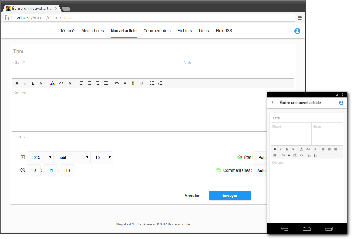 Blogotext 3.0 screenshot
