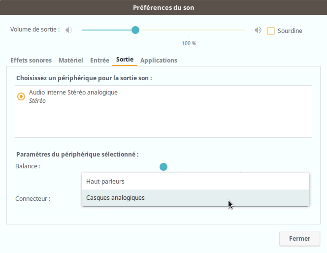 paramètres audio sous linux mint