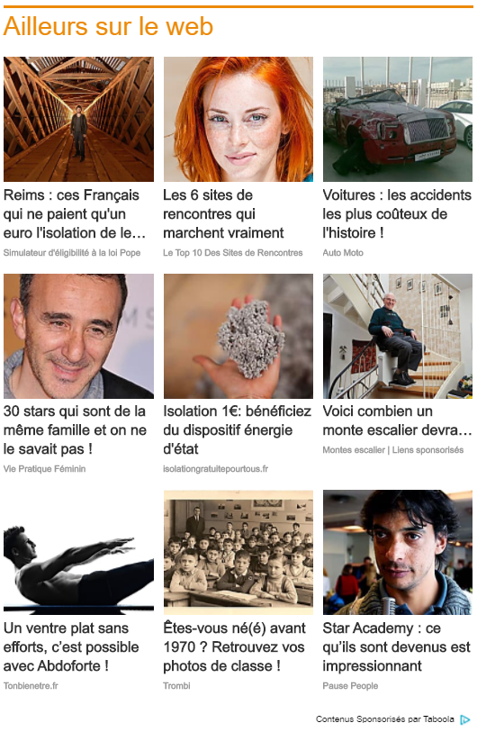 contenu poussé par Taboola