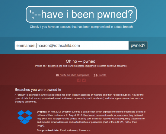 Emmanuel Macron - Haveibeenpwned
